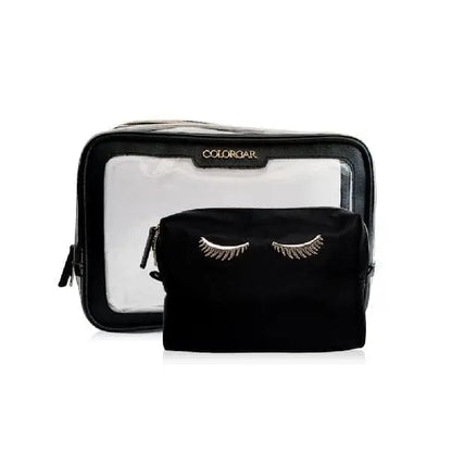 Lips & Lashes Box Pouch(Set Of Two) - Black