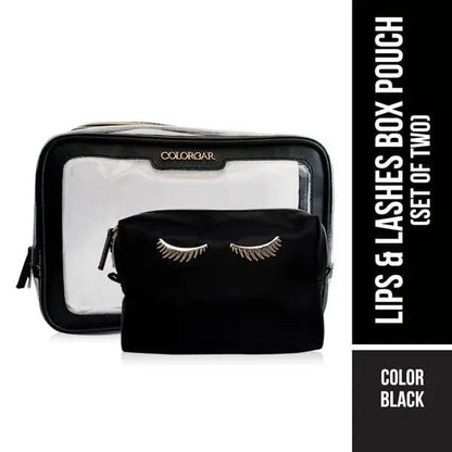 Lips & Lashes Box Pouch(Set Of Two) - Black