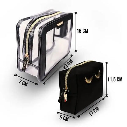 Lips & Lashes Box Pouch(Set Of Two) - Black