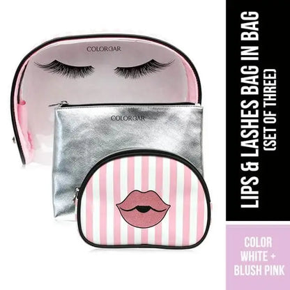 Lips & Lashes Bag In Bag(Set Of Three) - White + Blush Pink