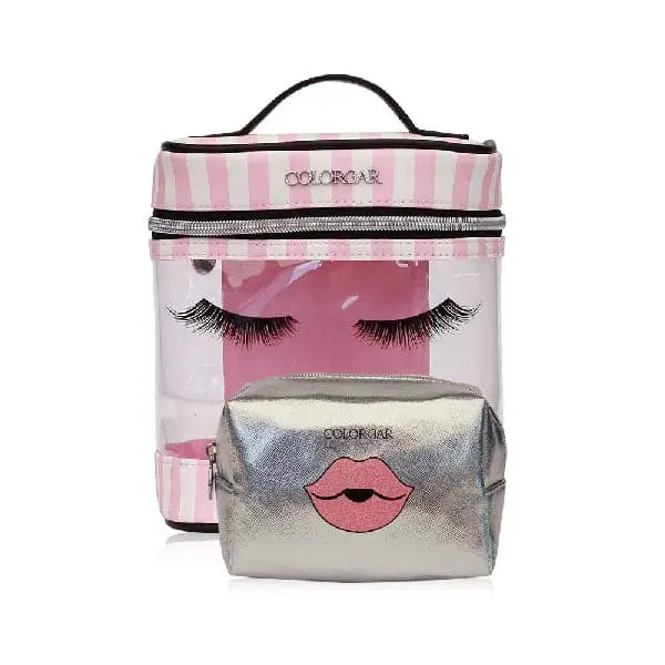 Lips & Lashes Pouch & Vanity (Set Of Two) - White + Blush Pink