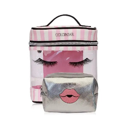Lips & Lashes Pouch & Vanity (Set Of Two) - White + Blush Pink